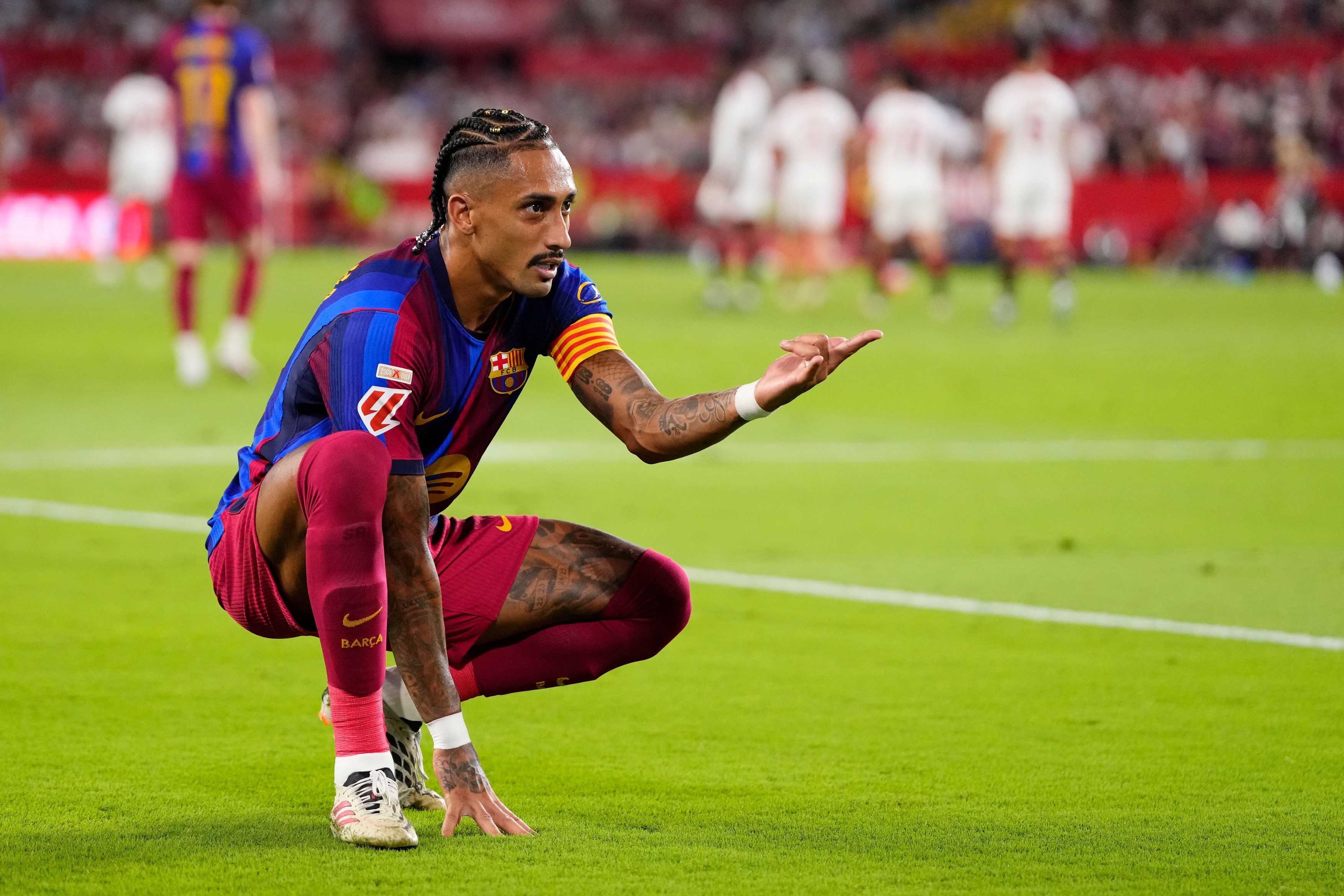 Raphinha right winger of Barcelona and Brazil celebrates after scoring a goal