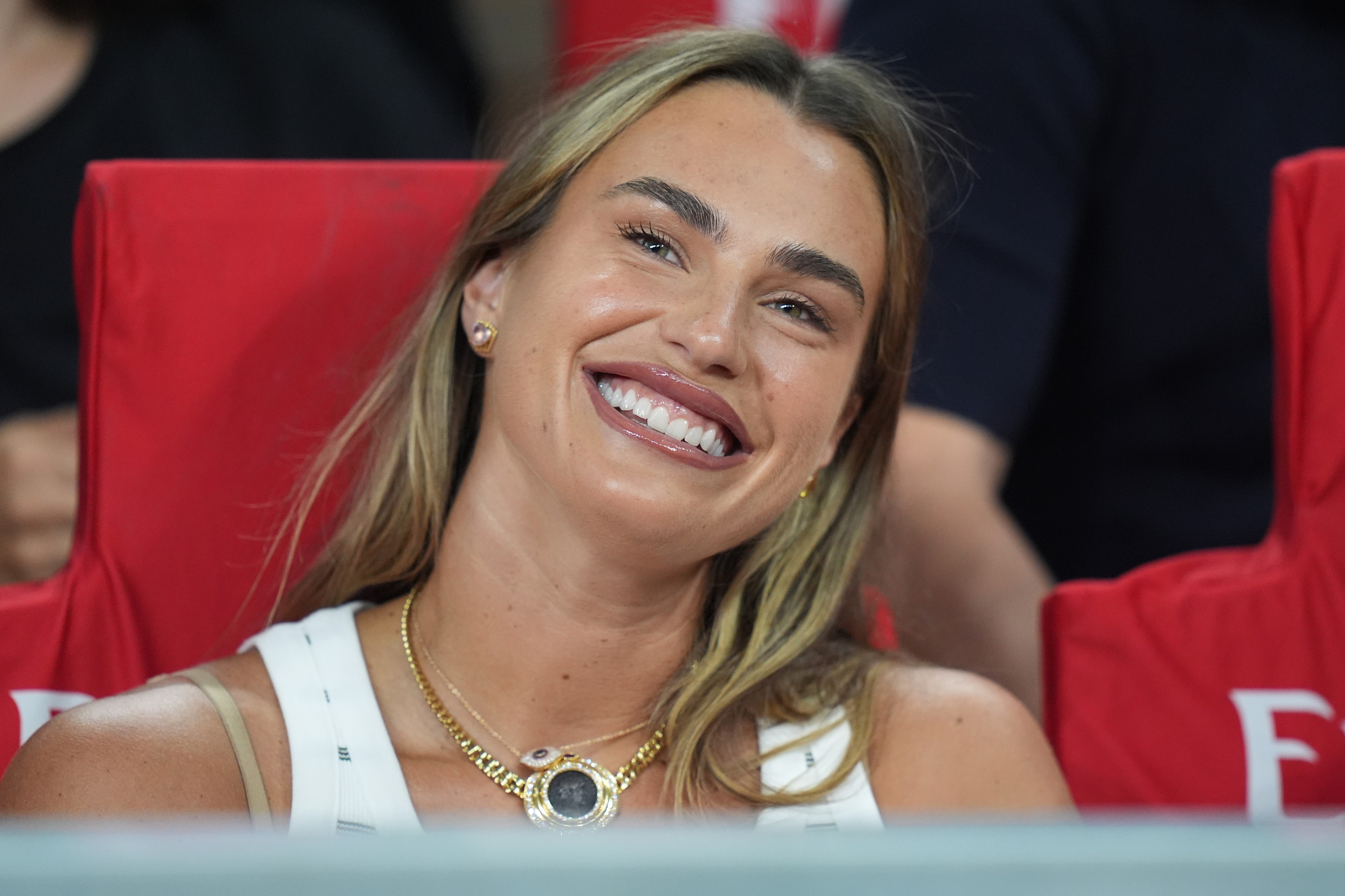 Aryna Sabalenka    during   the Serie A soccer match between Ac Milan and Lecce  at San Siro Stadium  in Milan  , Italy