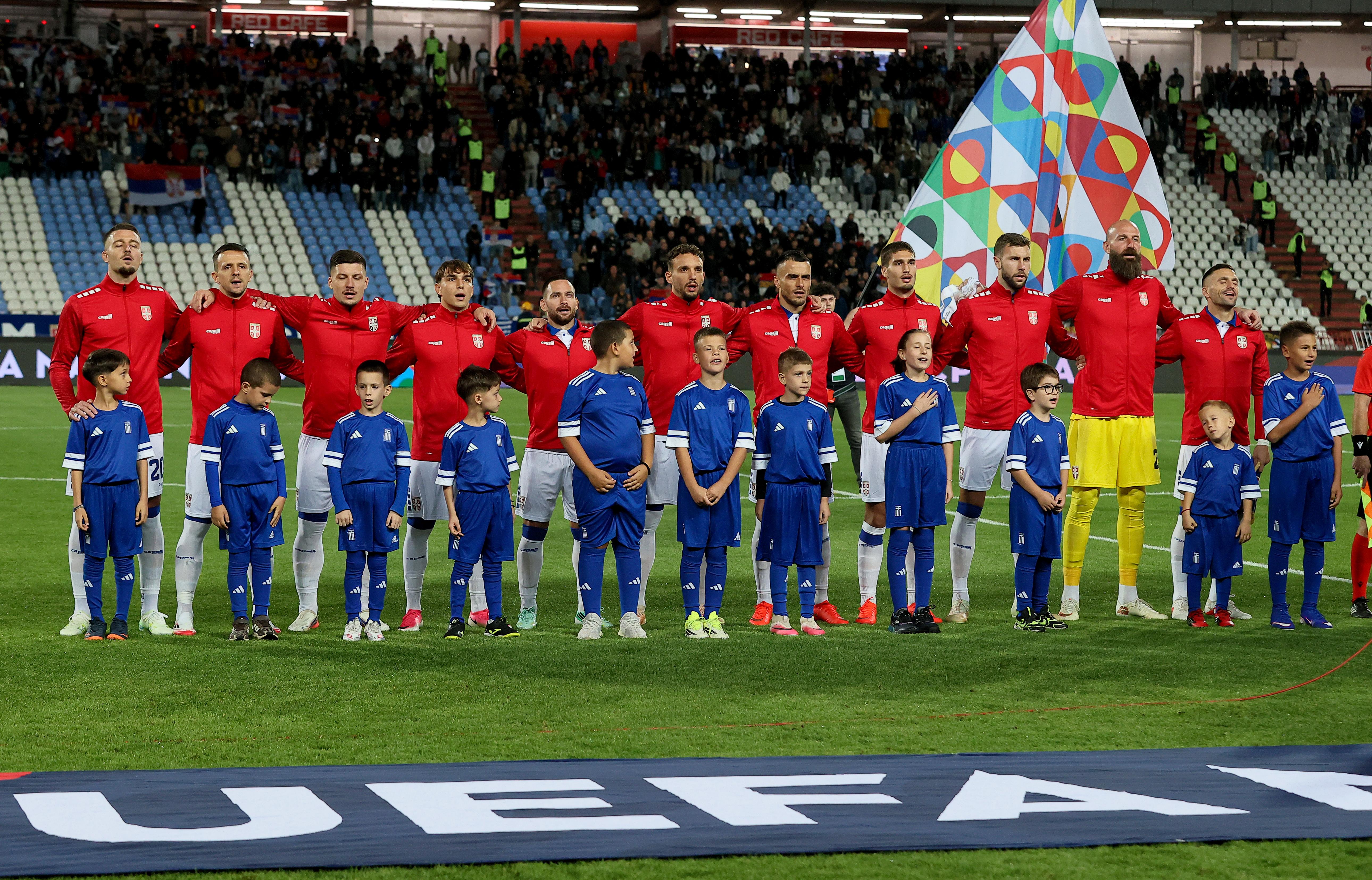 during Serbia v Greece football match