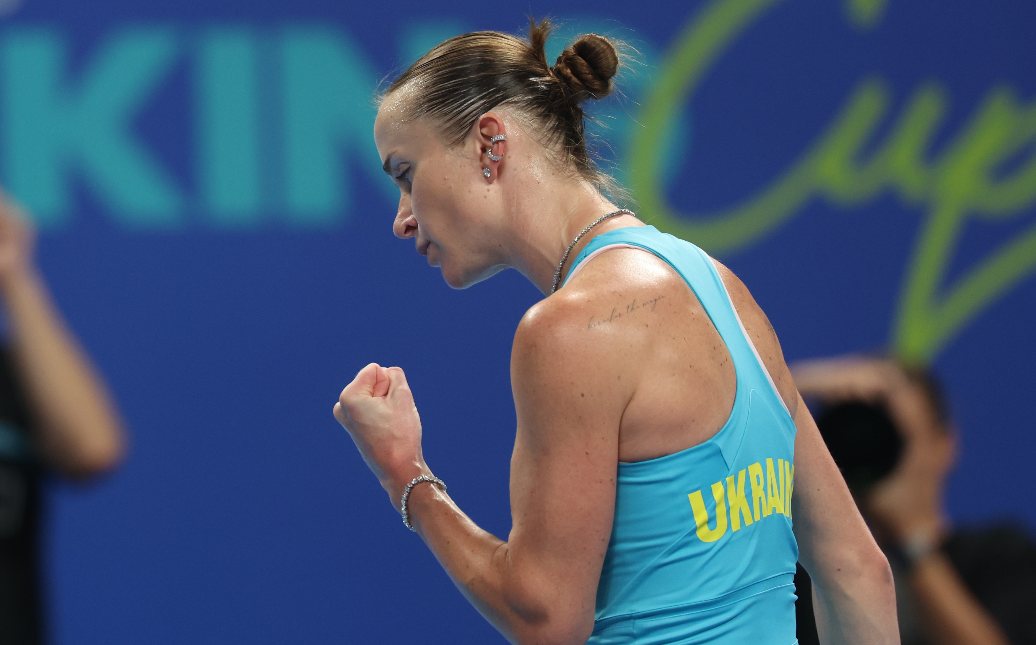 September 26, 2026, Shenzhen, CHINA: Elina Svitolina reacts during.. the tennis match between Svitolina and Paolini