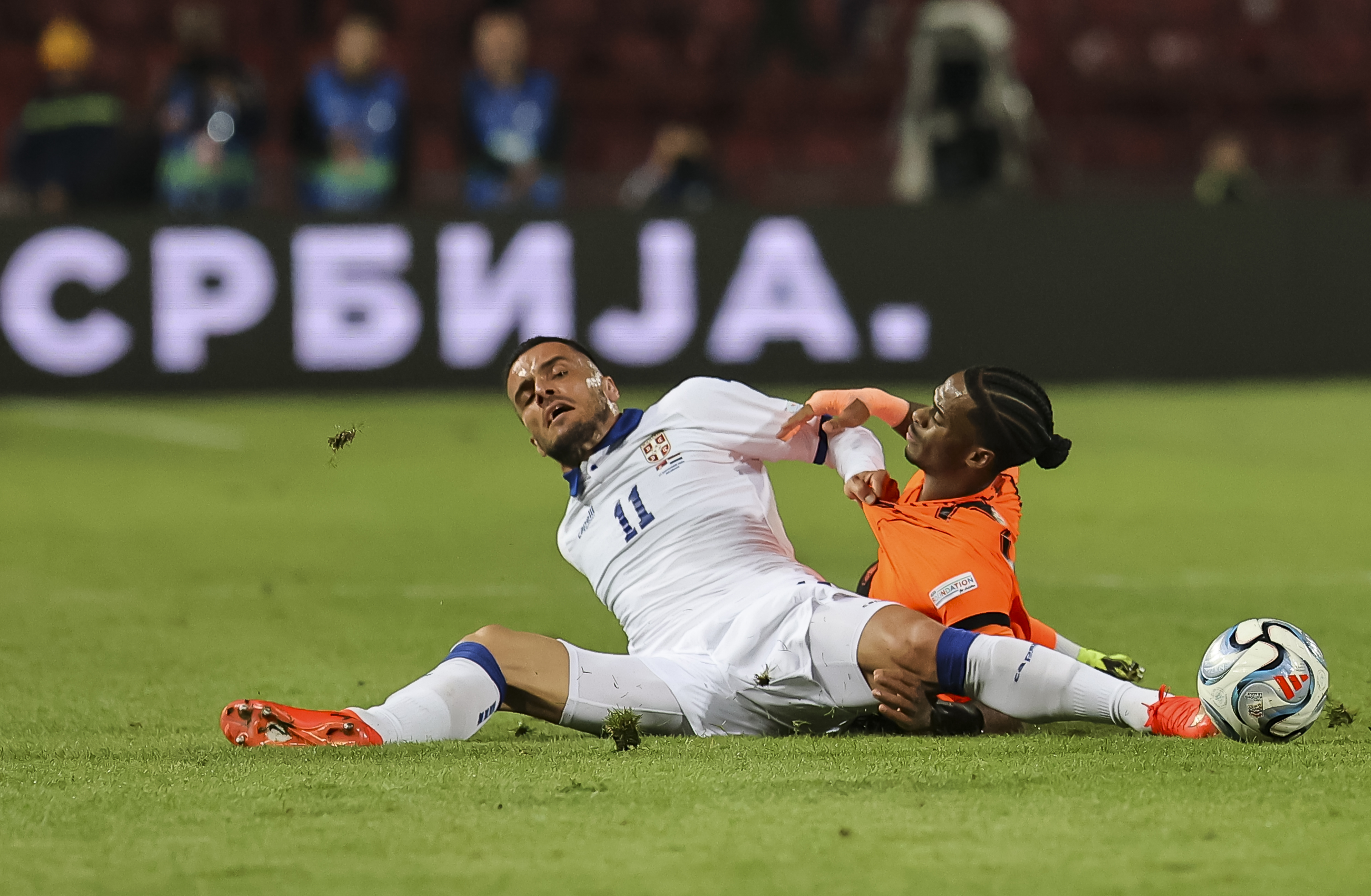 during Serbia v Netherlands football match of UEFA Nations League 2026/2027 League A Group 2 Round 2 at Rajko Mitic Stadium in Belgrade, Serbia on September 27th.( photo by Luka Milosavljevic / STARSPORT © )