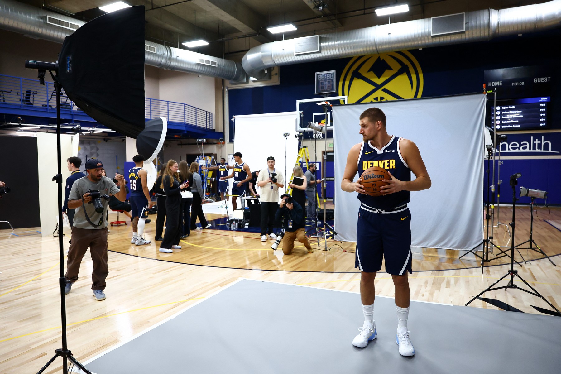 DENVER, CO - SEPTEMBER 28: Nikola Jokic #15 of the Denver Nuggets po