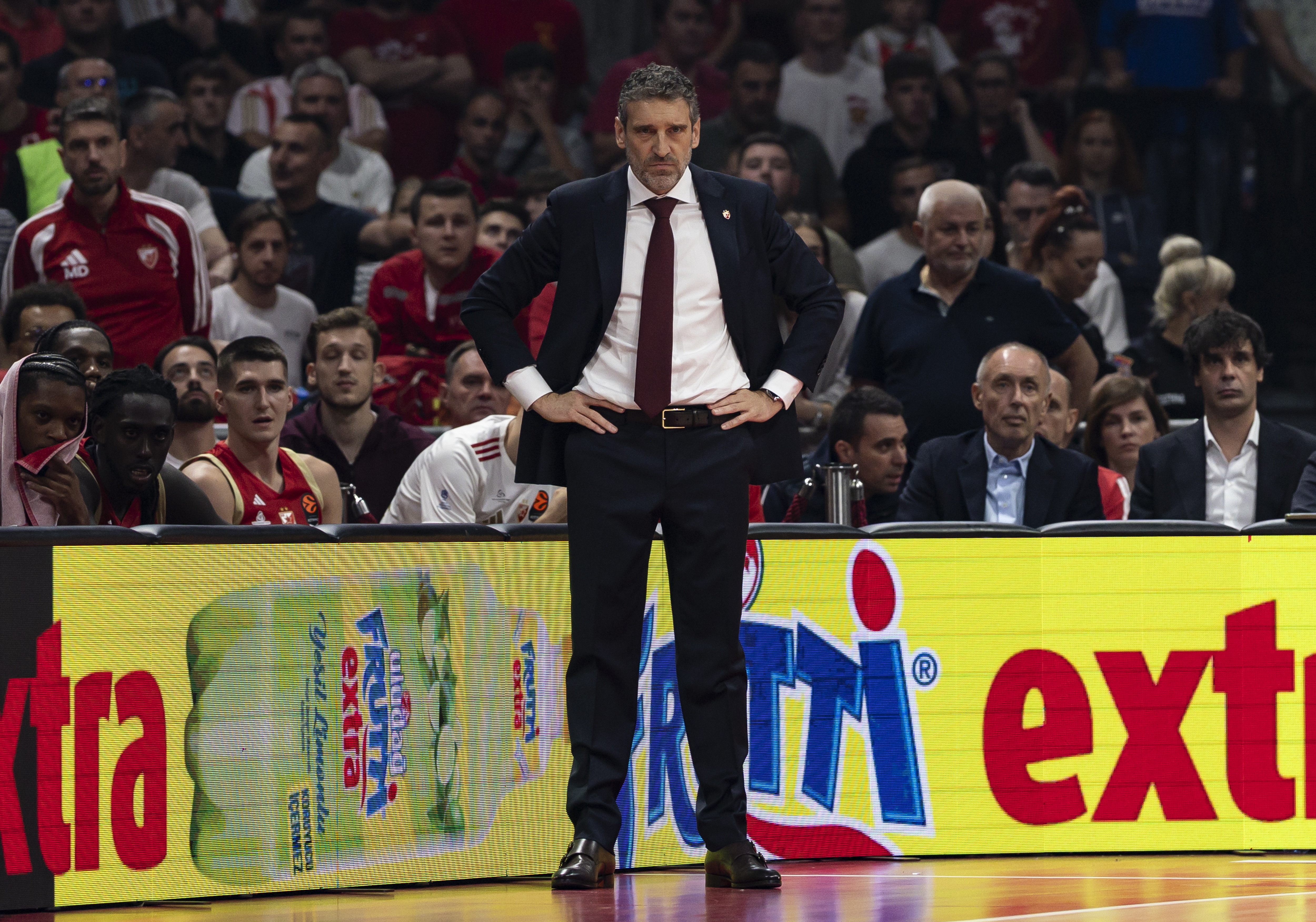 during 2026/2027 EuroLeague Round 2 match between Crvena Zvezda Meridianbet Belgrade and Hapoel IBI Tel Aviv at Belgrade Arena on September 29, 2026 in Belgrade, Serbia. (Photo by Srdjan Stevanovic/Starsport.rs ©)