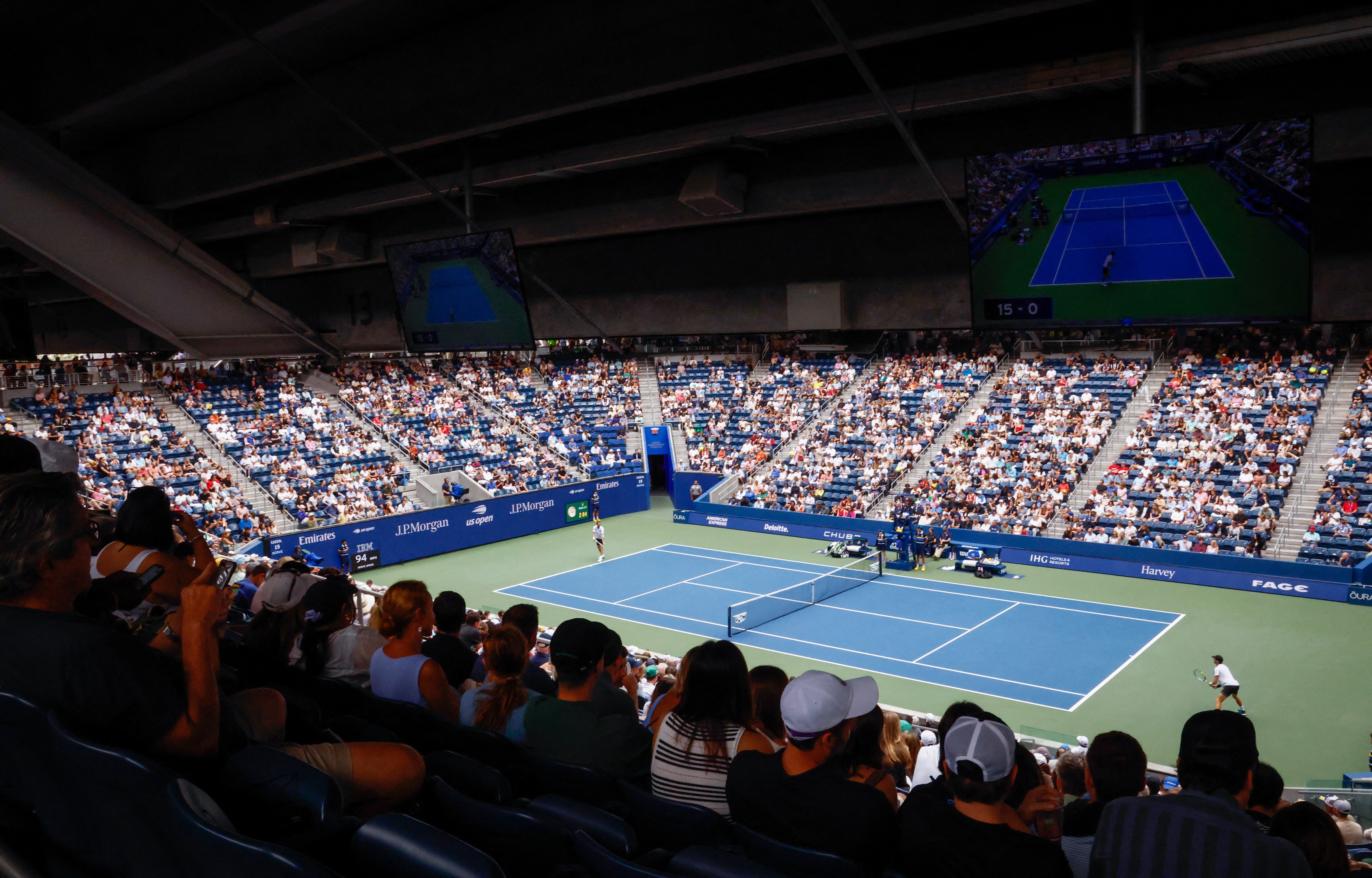 Russia's Daniil Medvedev serves to USA's Sebastian Gorzny