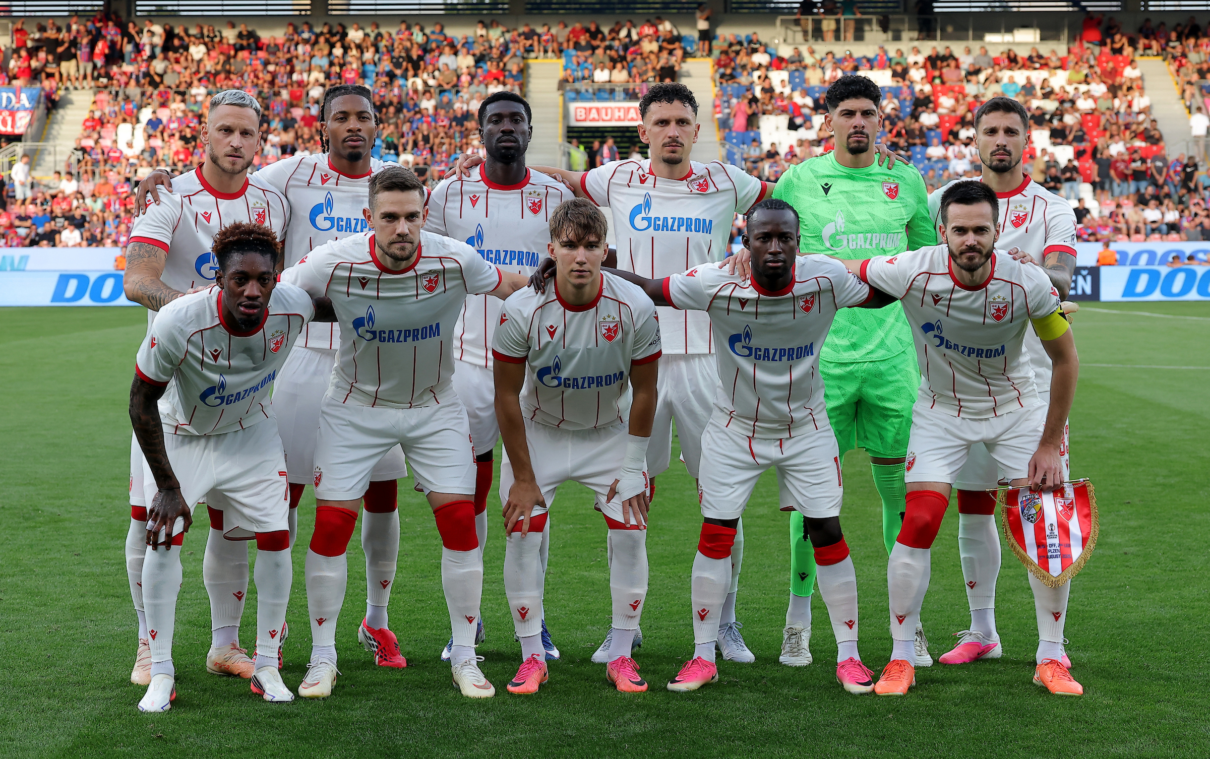 Crvena Zvezda's players pose for the team photo