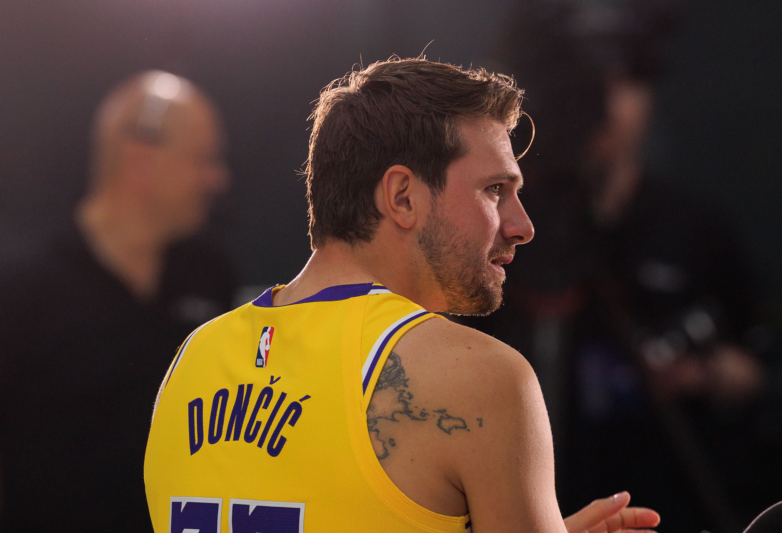 Luka Doncic #77 of the  Los Angeles Lakers