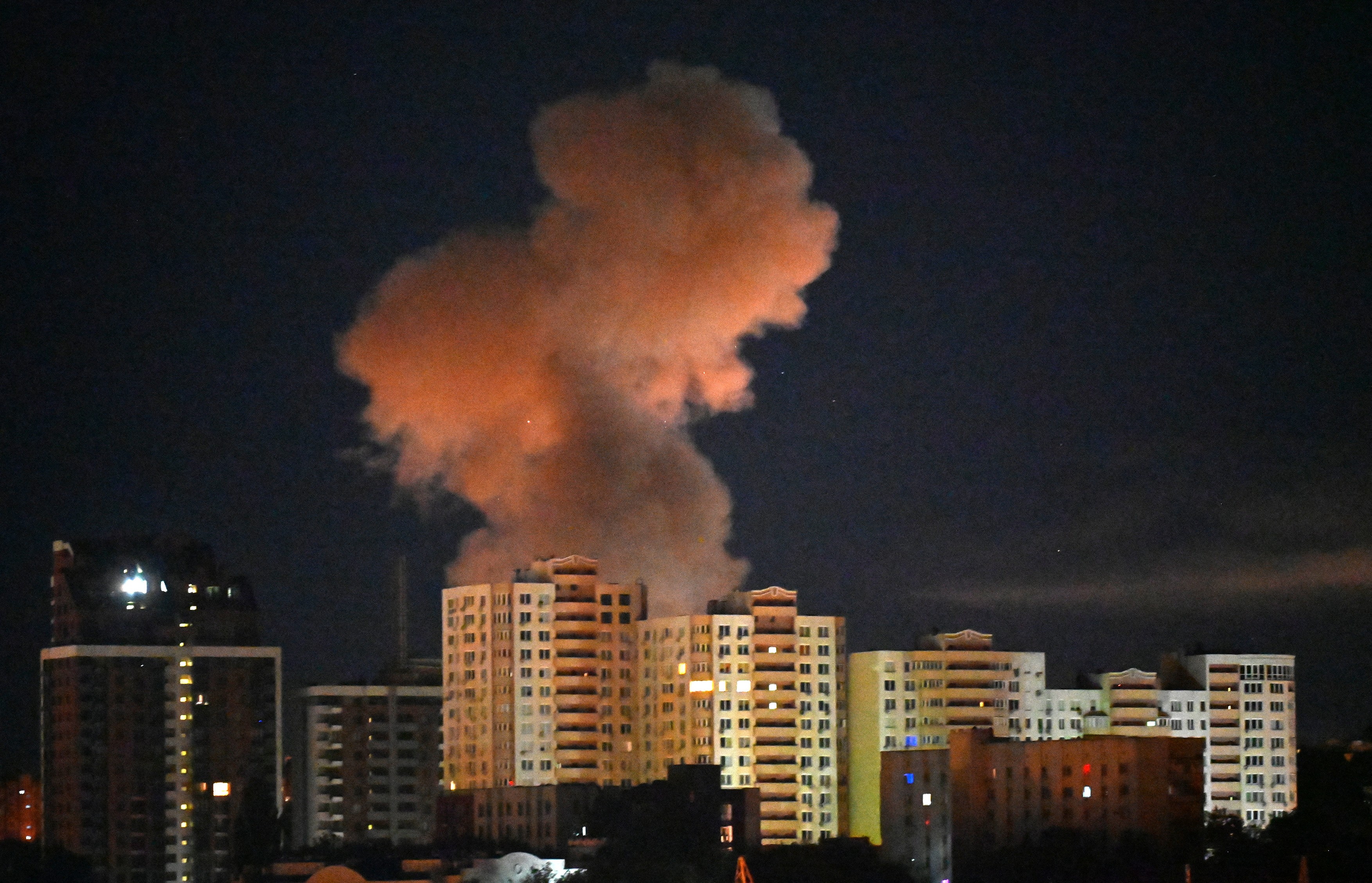 Smoke from an explosion rises following Russian missiles strike in
