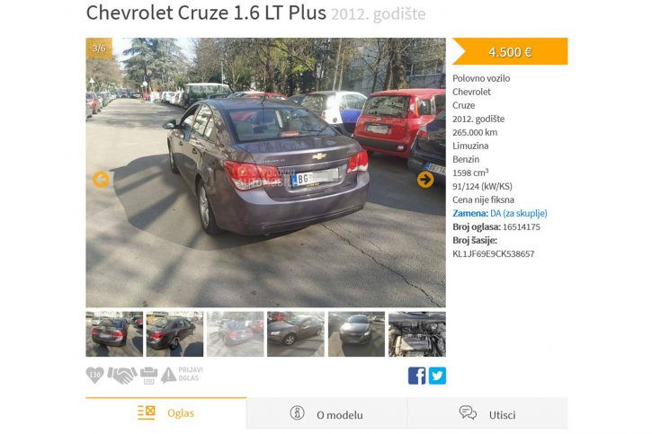 Chevrolet Cruze oglas