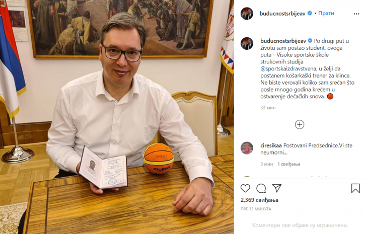 Aleksandar Vučić se pohvalio indeksom