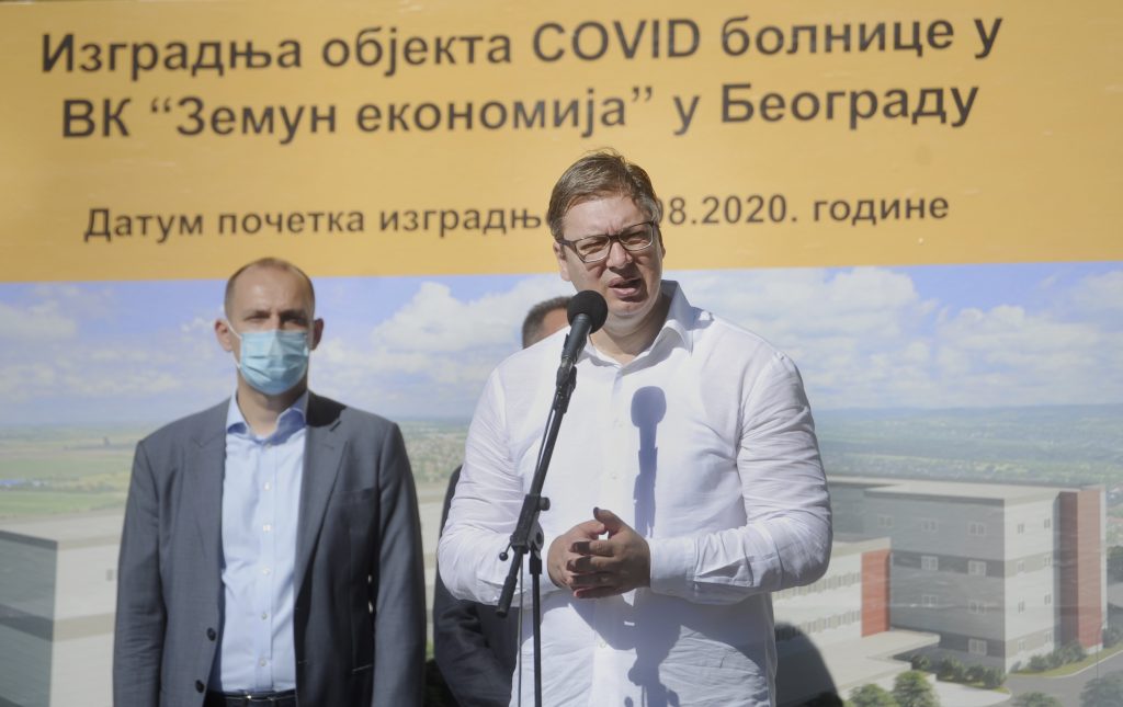 Aleksandar Vucic na polaganju kamena temeljca kovid bolnice