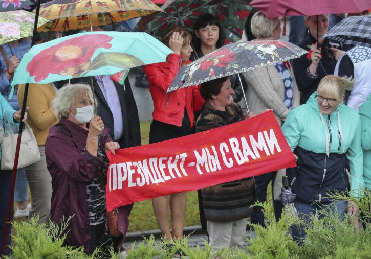 Belorusija, Minsk protest, pristalice Lukašenka