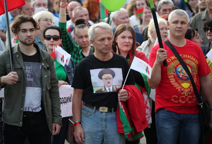 Belorusija, protest, Lukašenkove pristalice