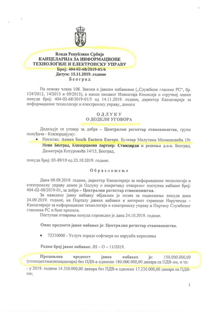 Firma Asseco i Vlada Srbije dokumenta