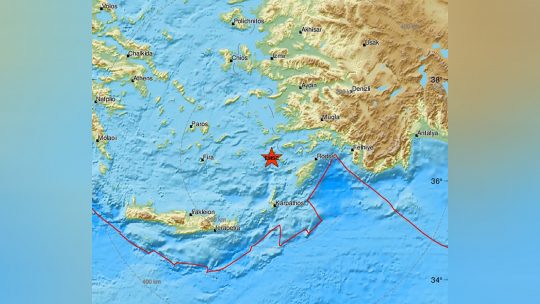 Grčka, Rodos, zemljotres, mapa