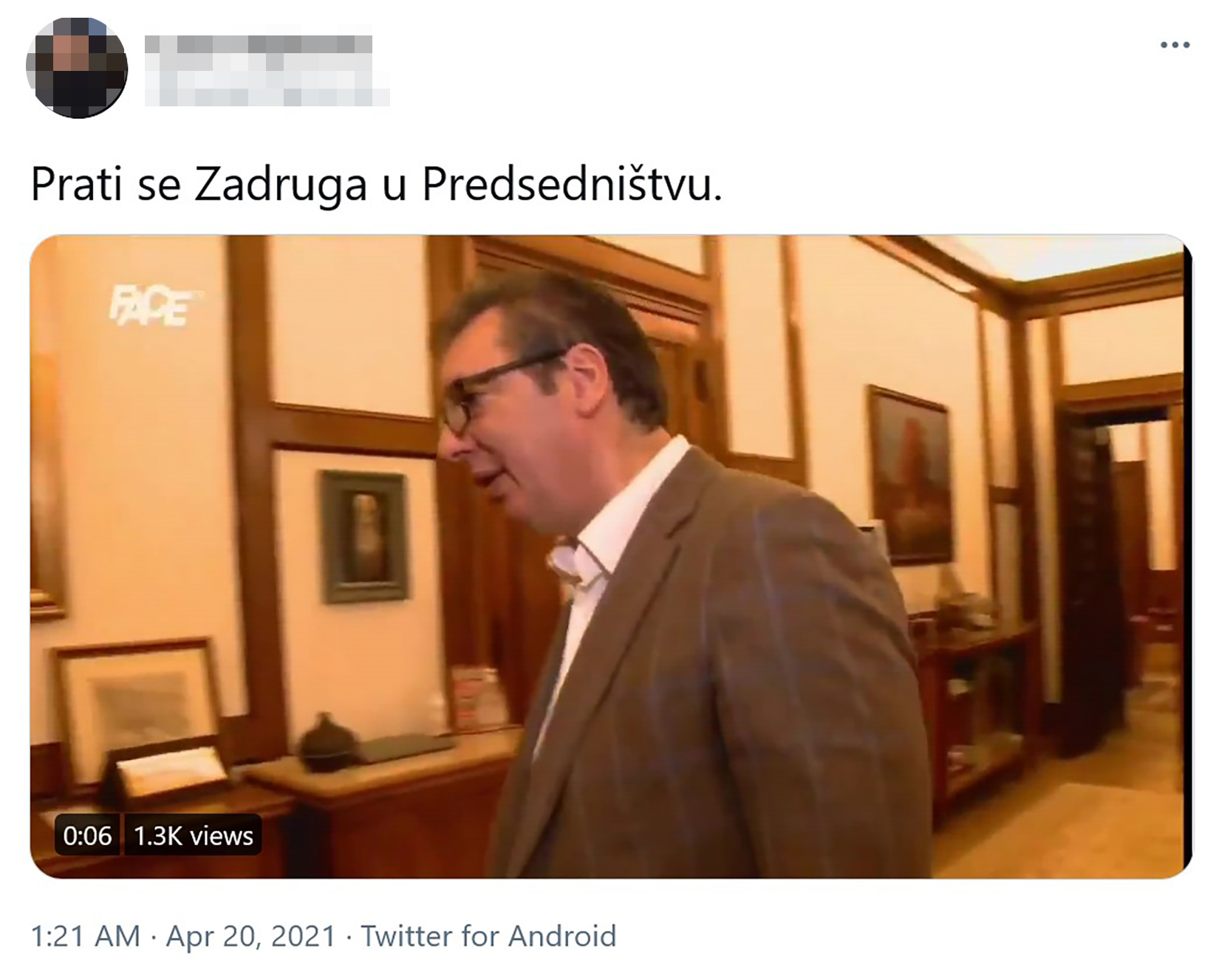 Zadruga, Predsedništvo, Aleksandar Vučić