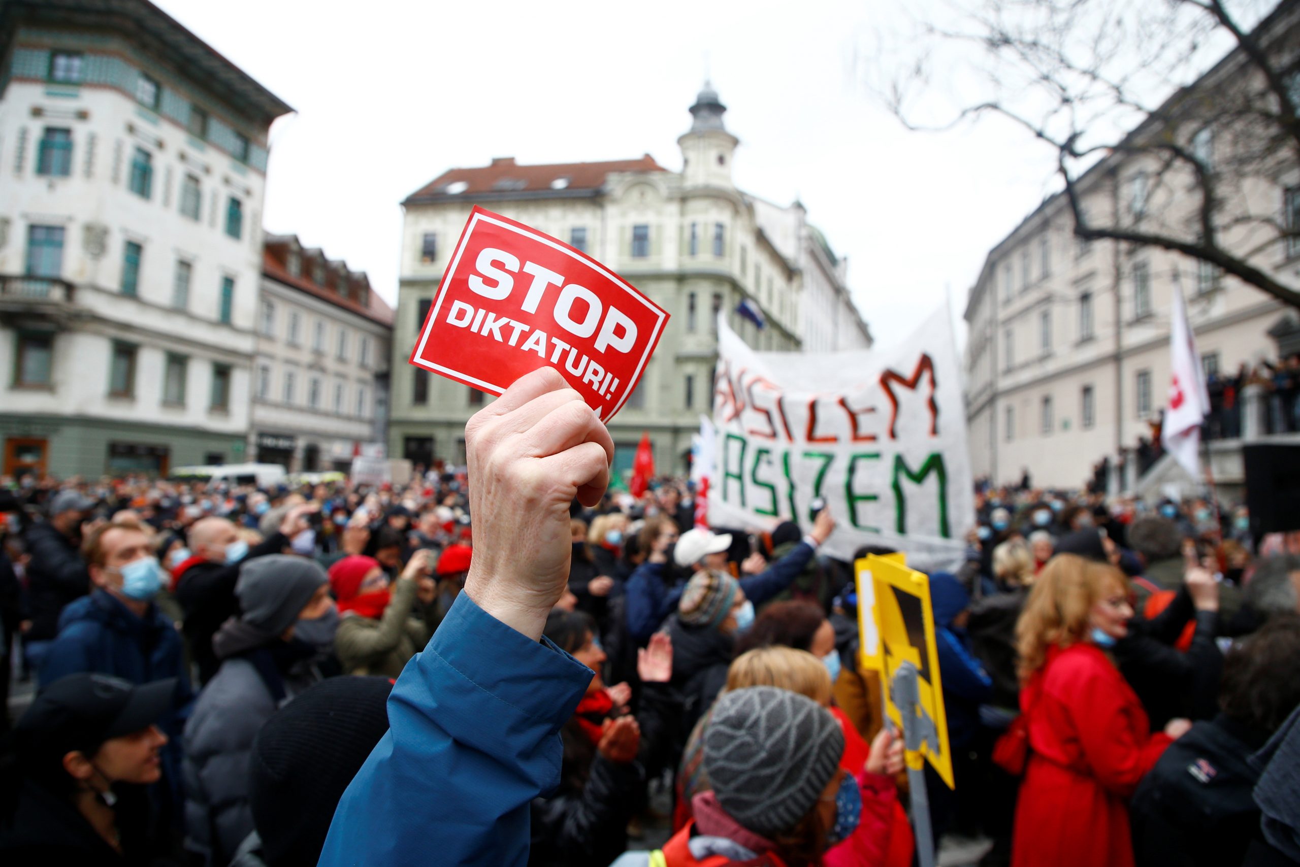Protest, Ljubljana, Slovenija, protest protiv Janeza Janse