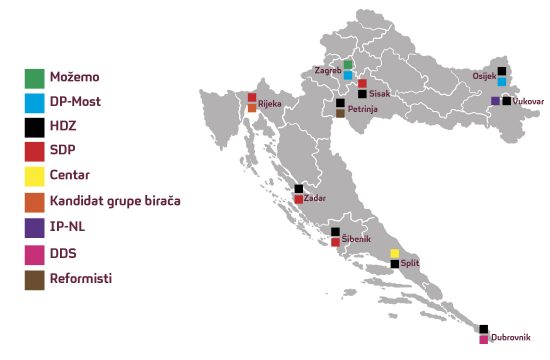mapa hrvatska izbori