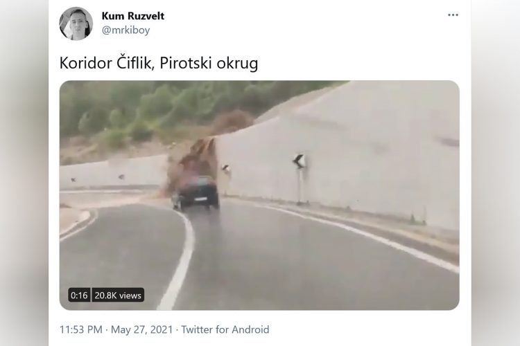 Koridor Čiflik, Pirotski okrug, put, zemlja, odron