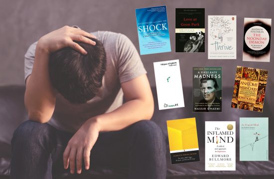 Muškarac, depresija, knjige, korice