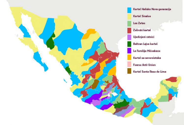 Mapa Meksiko kartel