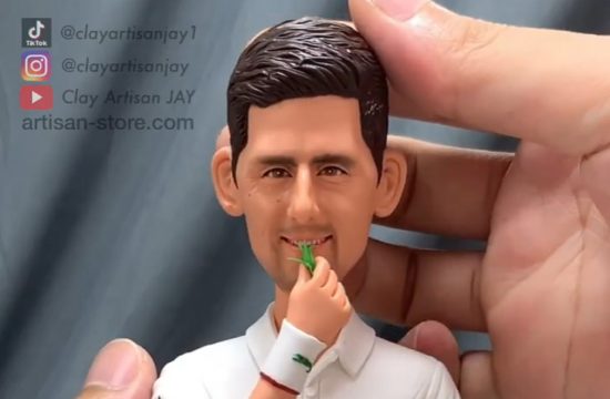 novak djokovic od gline izvajana skulptura