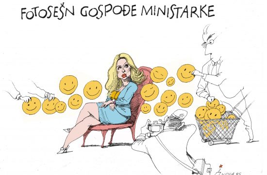 Fotosešn gospođe ministarke, Fotosešn gospodje ministarke Karikatura Dušan Petričić