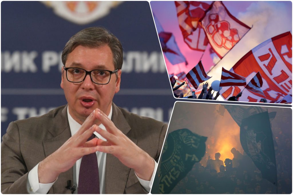 Aleksandar Vucic i navijaci Crvene zvezde i Partizana