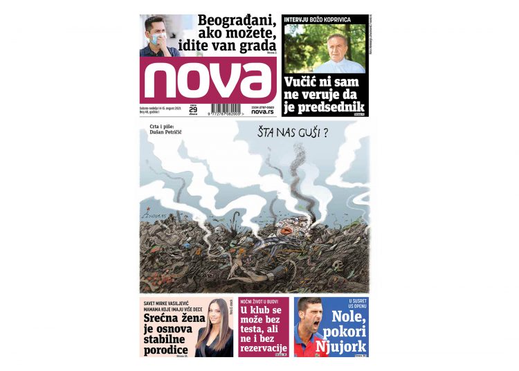 Naslovna strana dnevnih novina Nova za 14-15 avgust 2021