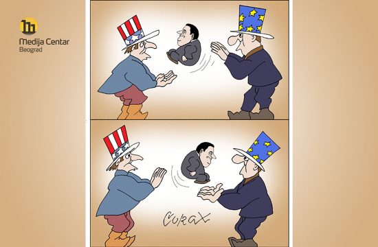 Predrag Koraksić Koraks, Corax za Medija Centar Beograd, karikatura