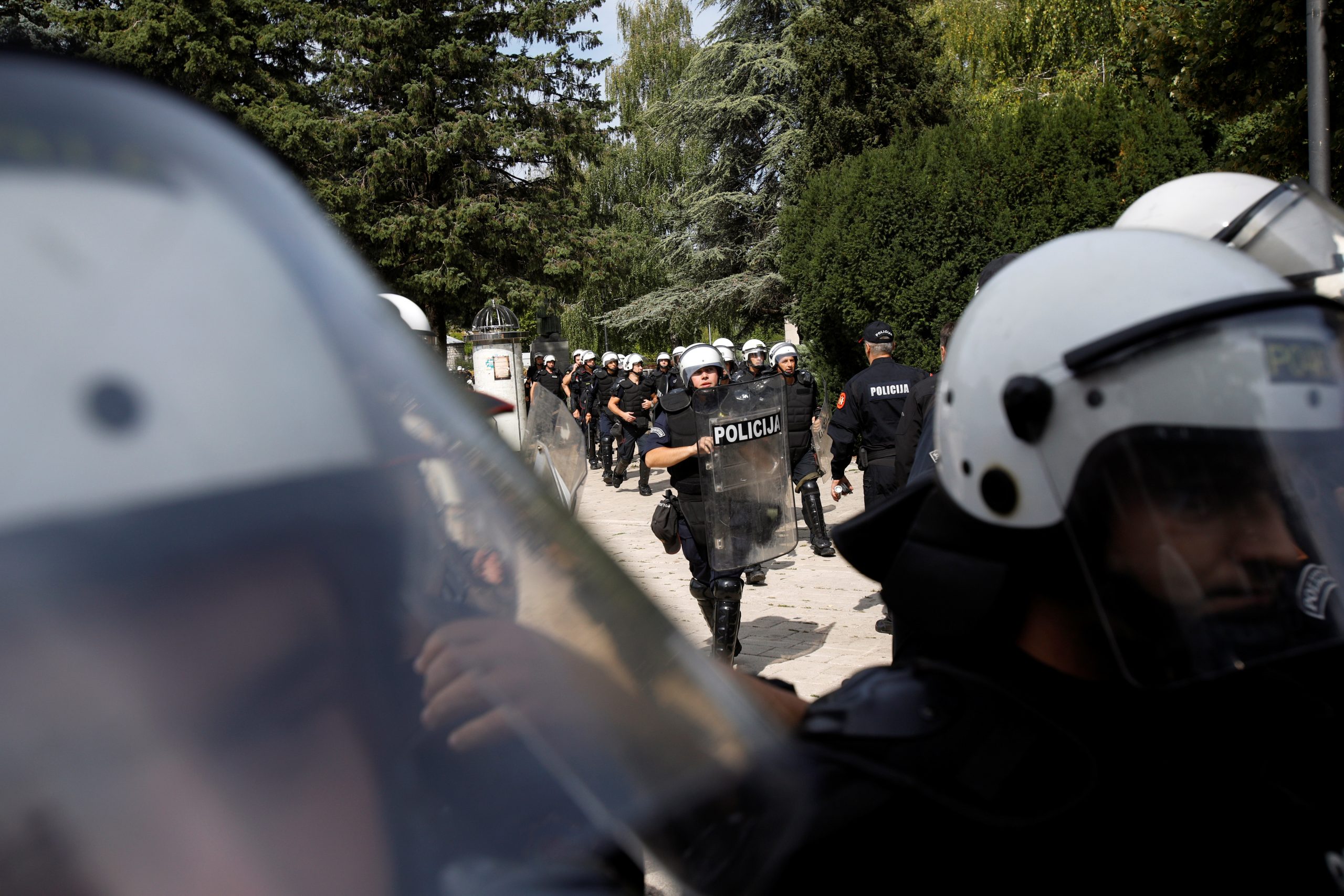 Cetinje, Crna Gora, protest, policija, ograda, Joanikije