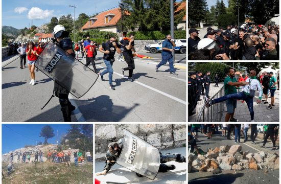 Crna Gora, Cetinje, policija, demonstracije, dan pred ustoličenje mitropolita Joanikija