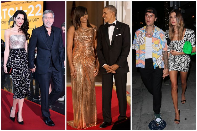 Amal Kluni, Džordž Kluni, Mišel Obama, Barak Obama, Džastin Biber, Hejli Biber, Amal Clooney, George Clooney, Michelle Obama, Barack Obama, Hailey Bieber, Justin Bieber