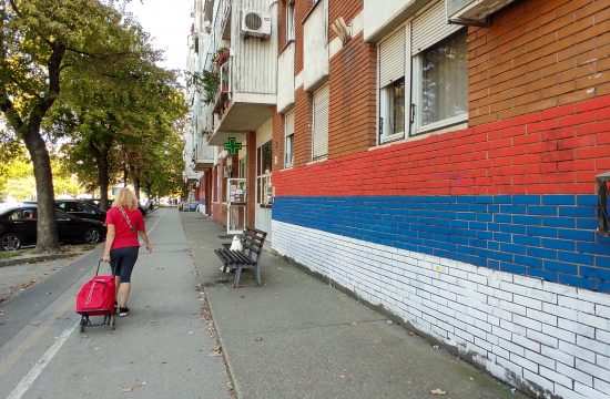Novi Sad Naselje Liman, srpska zastava, zastave, fasade ofarbane u boje srpske zastave