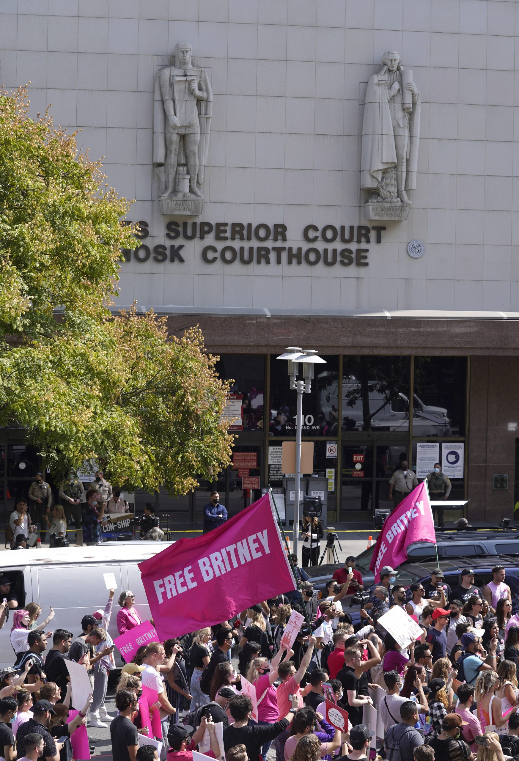 Britney Spears supporters demonstrate outside the Stanley Mosk Courthouse,