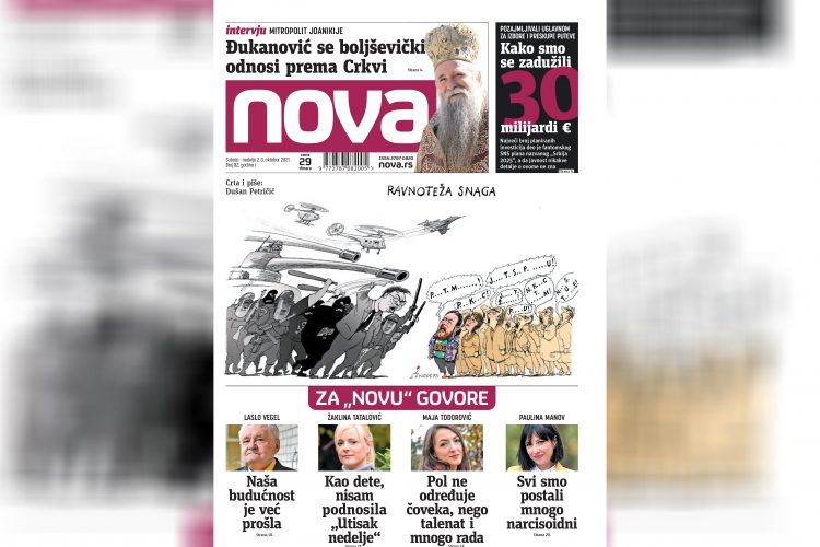 Nova, naslovna za subotu i nedelju 02. i 03. oktobar, broj 82, dnevne novine Nova, dnevni list Nova Nova.rs