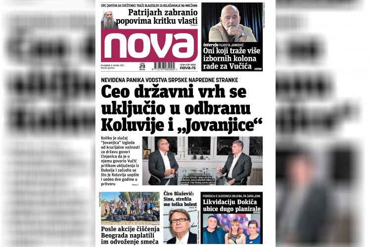 Nova, naslovna za ponedeljak 04. oktobar, broj 83, dnevne novine Nova, dnevni list Nova Nova.rs