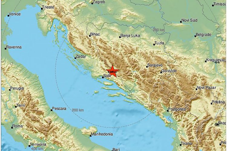 Zemljotres, Dalmacija, Hrvatska, Split emsc-csem