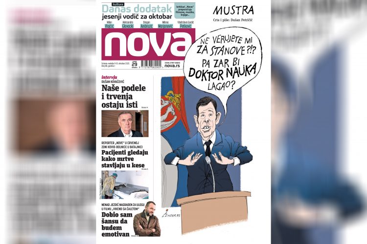 Nova, naslovna za subotu i nedelju. 09. i 10. oktobar, broj 88, dnevne novine Nova, dnevni list Nova Nova.rs