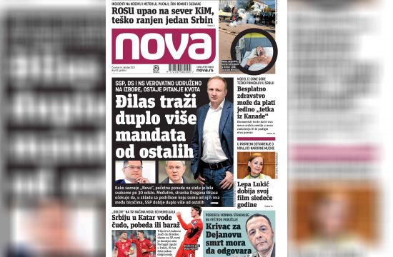 Nova, naslovna za četvrtak, 14. oktobar, broj 892, dnevne novine Nova, dnevni list Nova Nova.rs