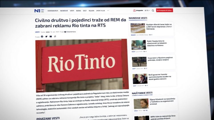 Rio Tinto projekat Jaradar reklama