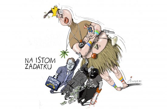 Na istom zadatku. Karikatura Dušan Petričić Nova.rs