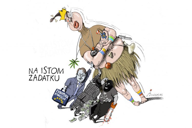 Na istom zadatku. Karikatura Dušan Petričić Nova.rs