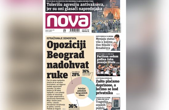 Naslovna strana dnevnih novina Nova za 27 oktobar 2021. godine