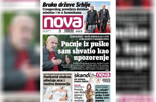 Nova, naslovna za sredu, 03. novembar, broj 108, dnevne novine Nova, dnevni list Nova Nova.rs