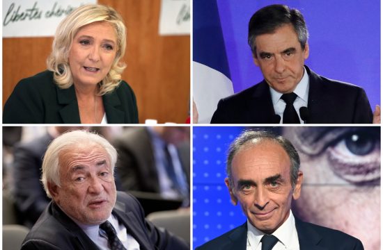 Marine Le Pen, Francois Fillon, Dominique Strauss-Kahn, Eric Zemmour. francuski politicari