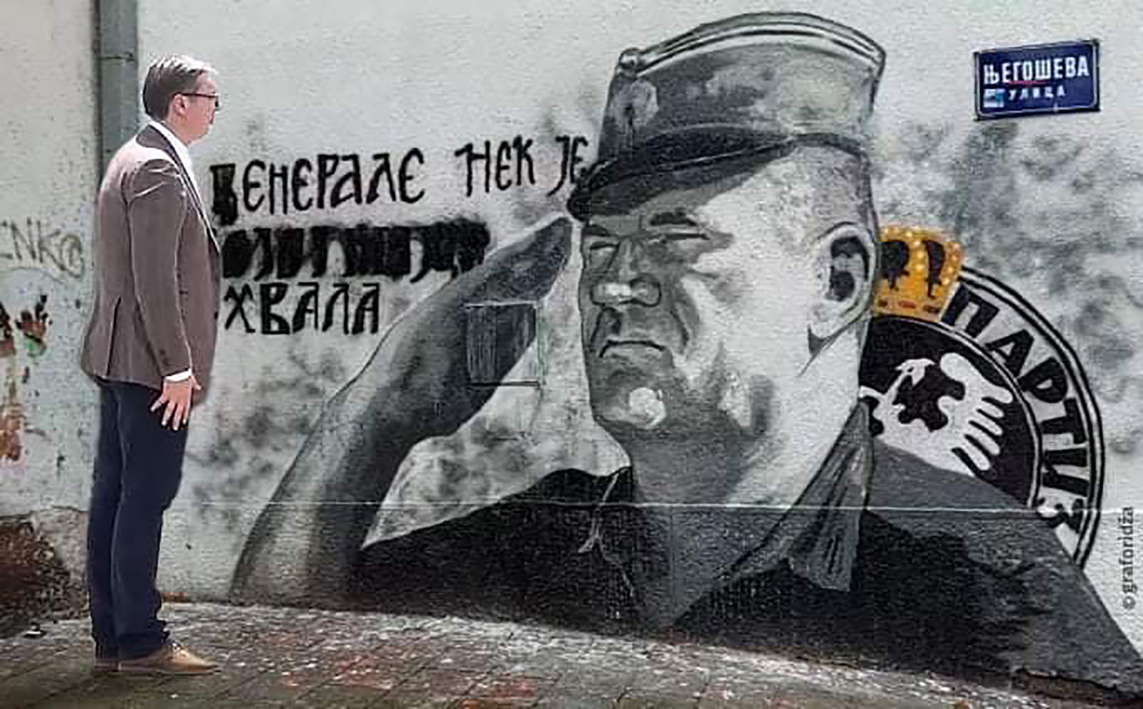 Aleksandar Vučić, Ratko Mladić, mural Ilustracija: Miroslav Vujović