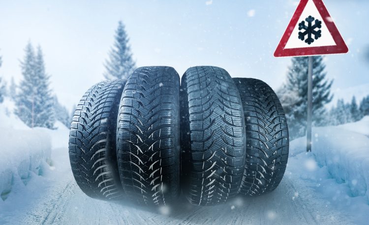 Winter,Tires,On,A,Snowy,Roadway