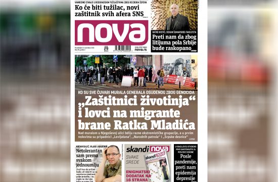 Nova, naslovna za ponedeljak, 15. novembar, broj 118, dnevne novine Nova, dnevni list Nova Nova.rs
