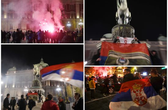 Trg Republike, slavlje, reprezentacija Srbije direktno se plasirala na Svetsko prvenstvo u Kataru, slavlje, fudbal