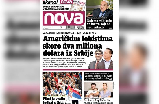 Naslovna strana dnevnih novina Nova za utorak 16. novembar 2021. godine